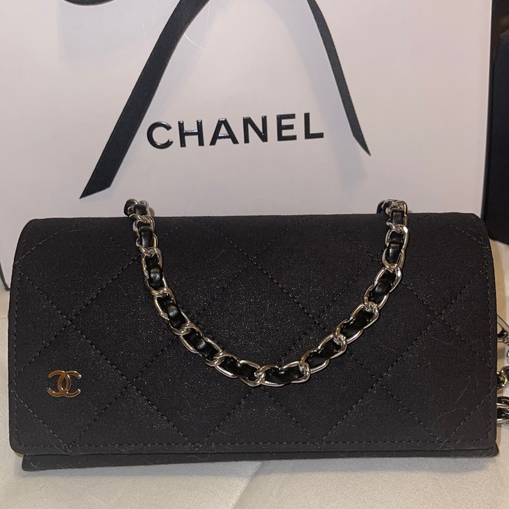 CHANEL Black Sunglasses Case with Chain